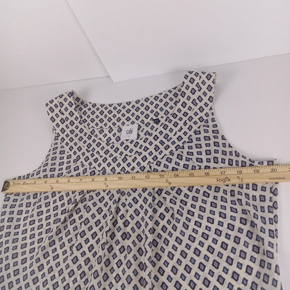 Cabi Top Women Large Cleo Black Cream Diamond Print Sleeveless Scoop Neck Blouse - Picture 6 of 8